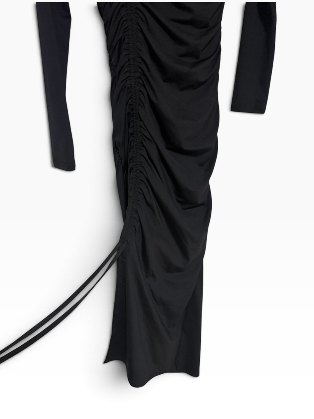 Rachel Parcell Asymmetric Shirred Jersey Midi-Dress in Black Size XS - Picture 6 of 12